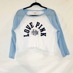 SOLD PINK Victoria’s Secret Long Sleeve Crop Top L
